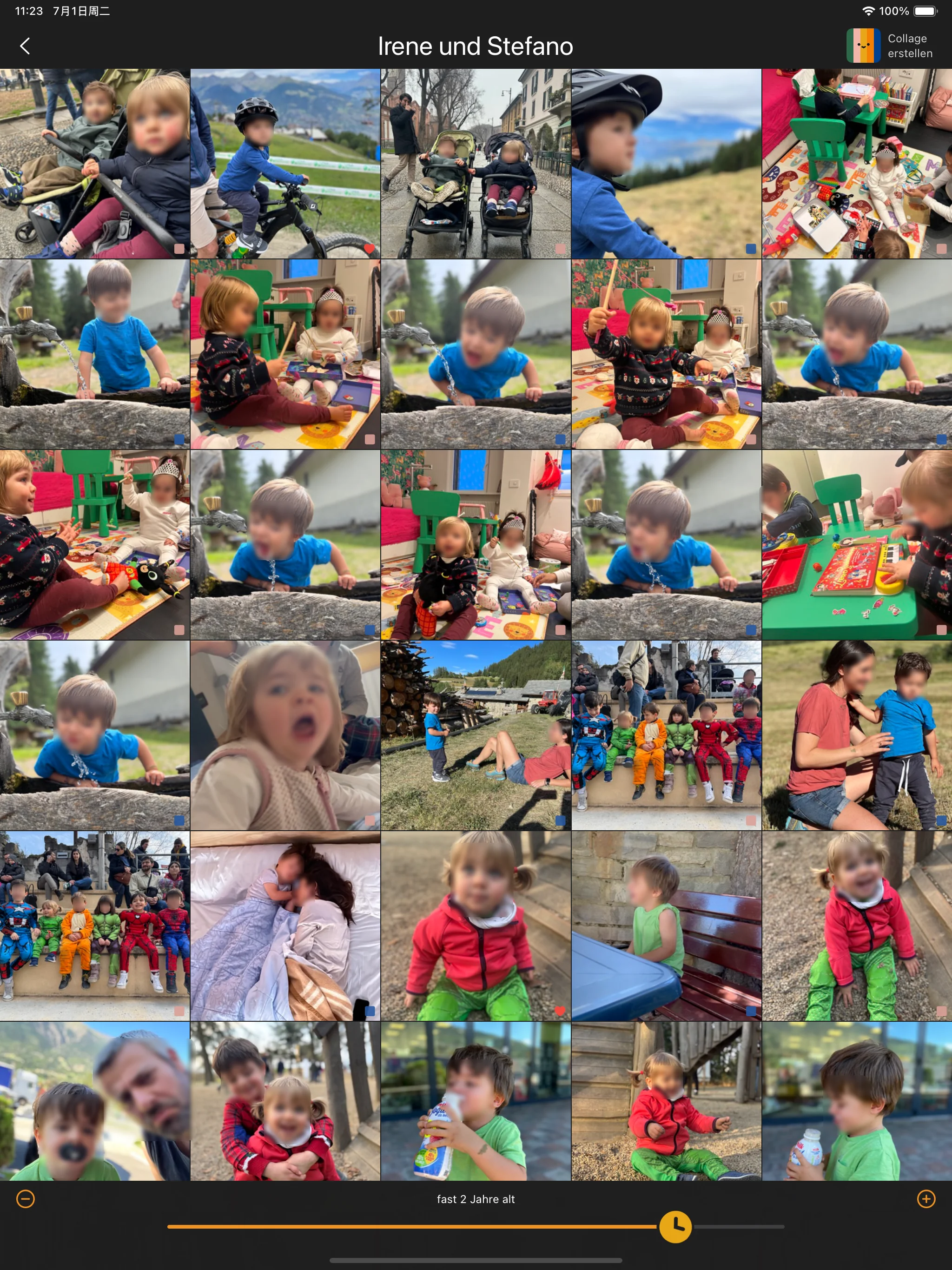 Zeitansicht zum Vergleich von Kindern im gleichen Alter