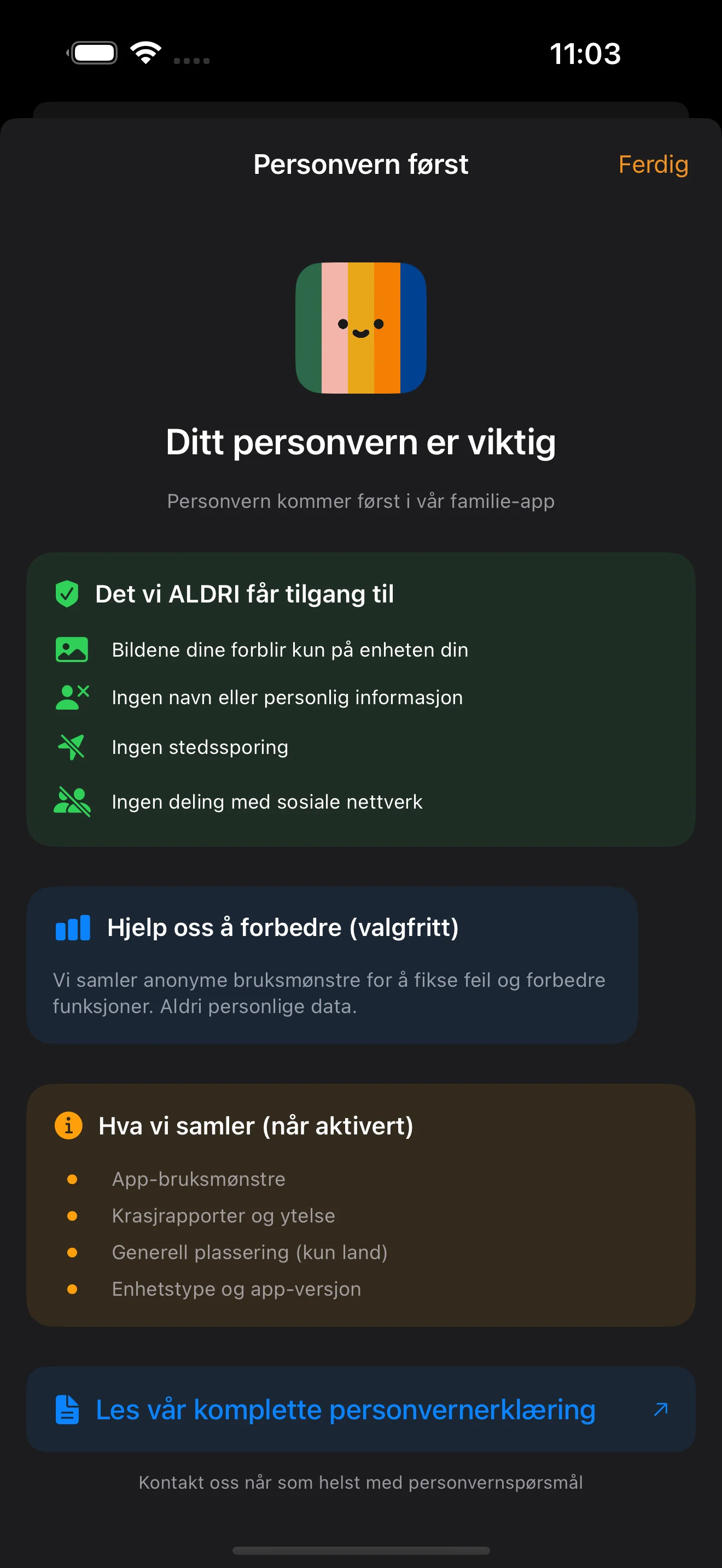 Personverninnstillinger og kontroller