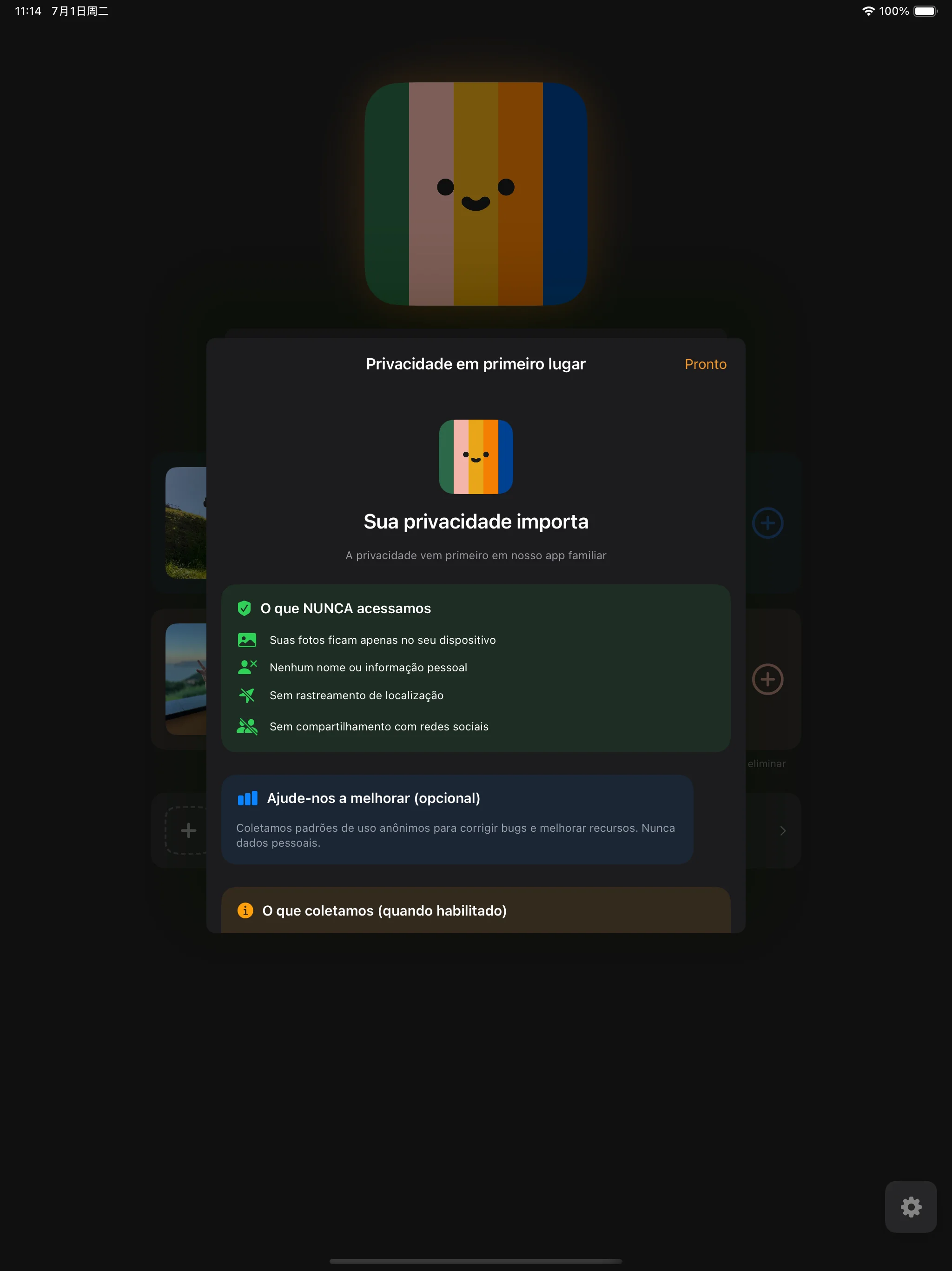 Configurações e controlos de privacidade