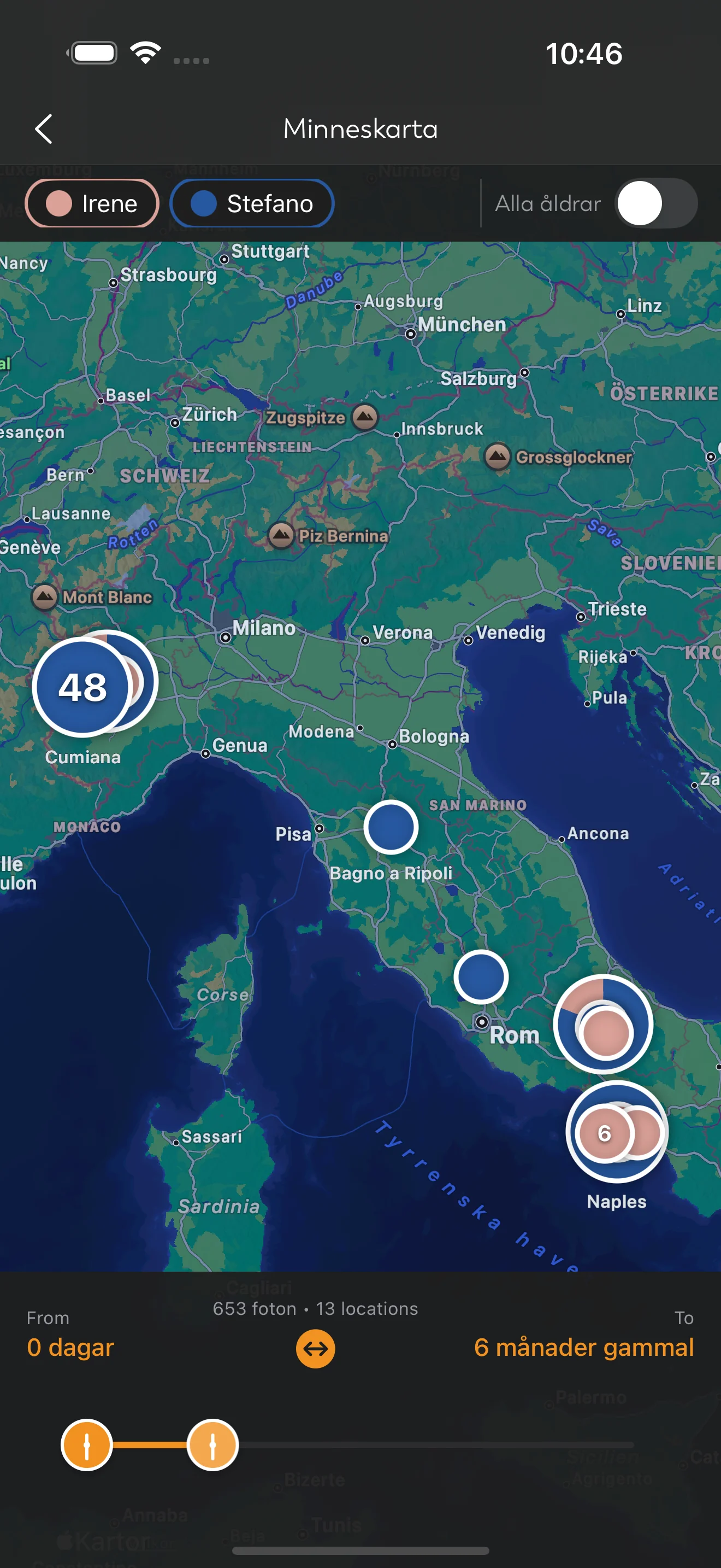 Minneskarta som visar fotoplatser