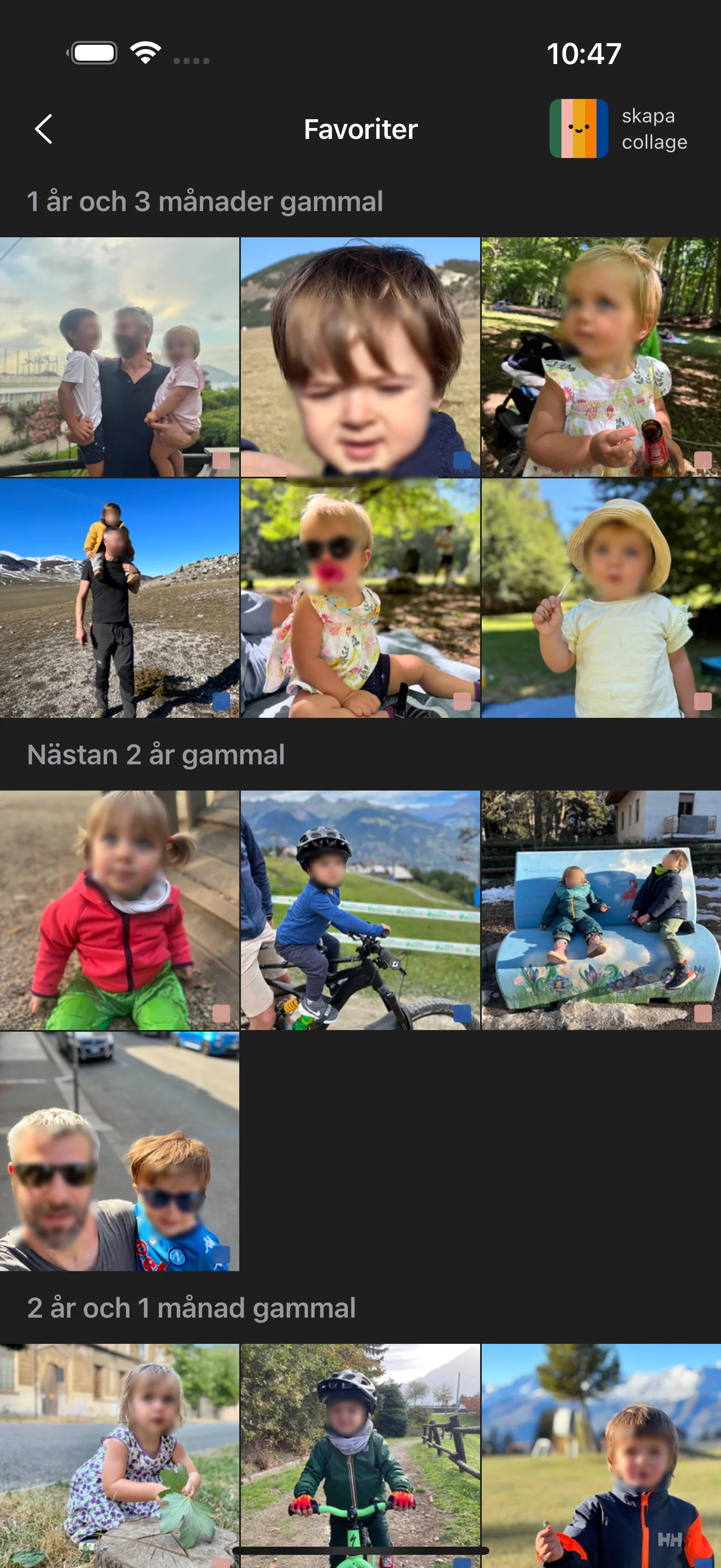 Favorittidslinje med speciella ögonblick