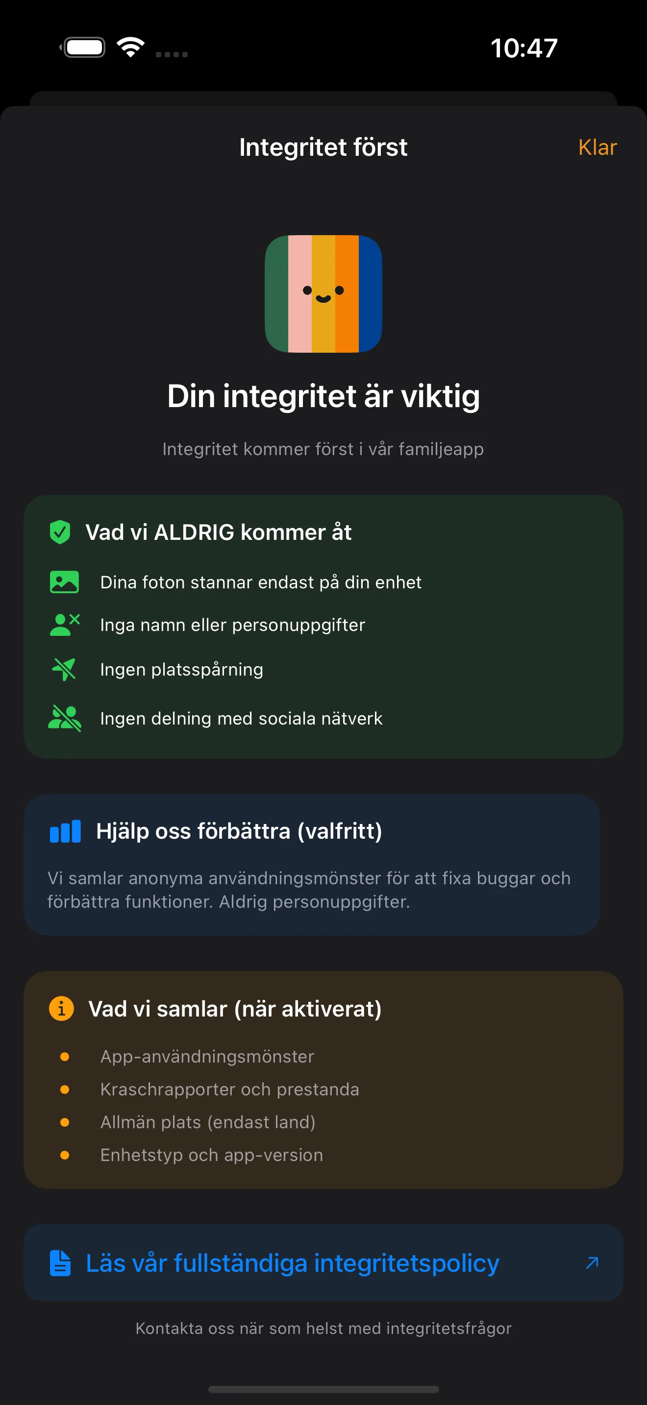 Sekretessinställningar och kontroller